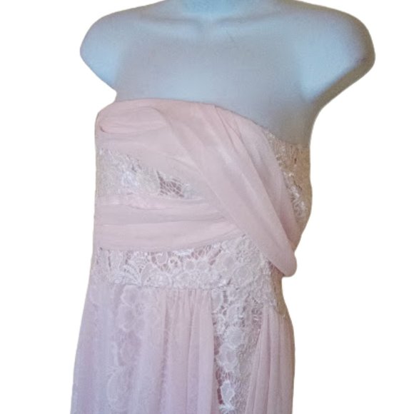 LE CHATEAU Strapless Prom Formal Peachy Pink Hi Low Dress Gown XL NEW N… - Picture 3 of 10